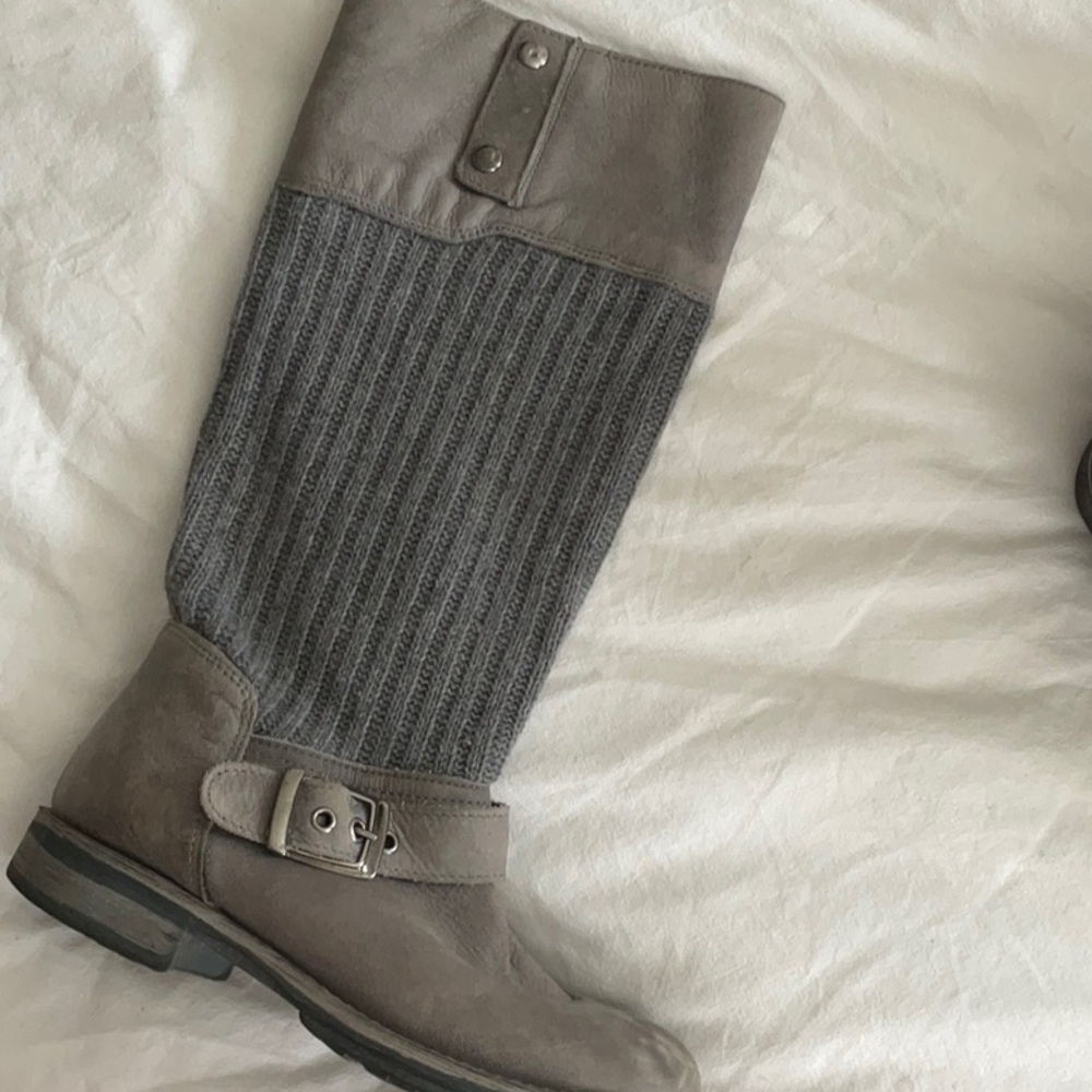 SOFTMOC Italian suede and knit slouch boots